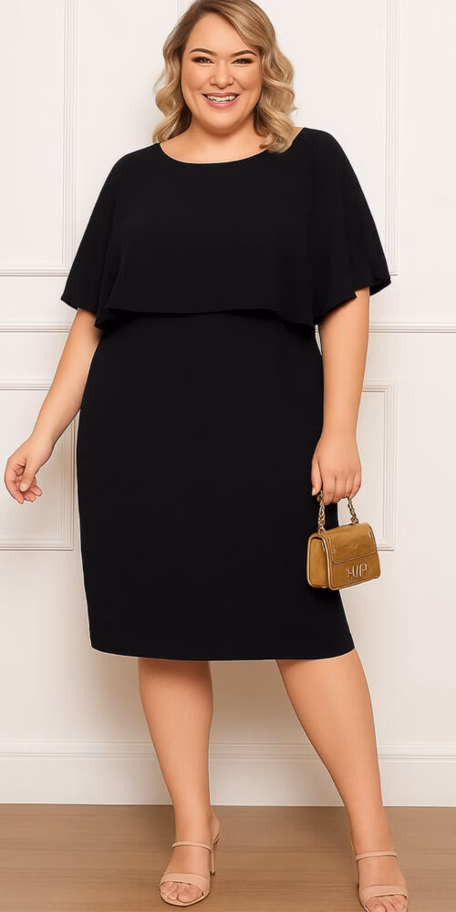 Vestido Festa Plus Size Blusê Midi