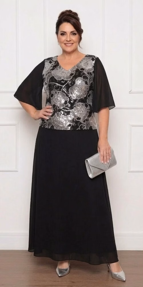 Vestido de Festa Renda Bordada Plus Size
