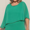 Vestido Plus Size Festa com Capa Bordada à Mão