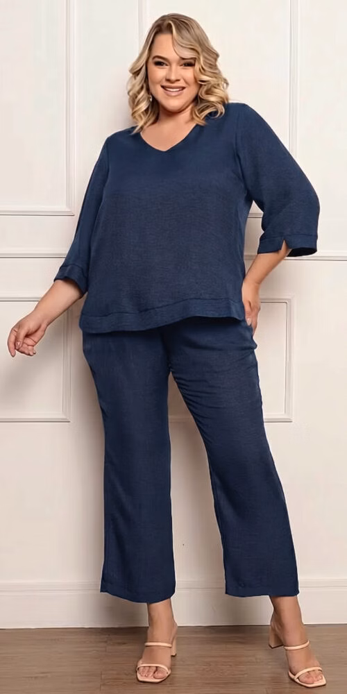Conjunto 2 peças em Poli Linho Plus Size