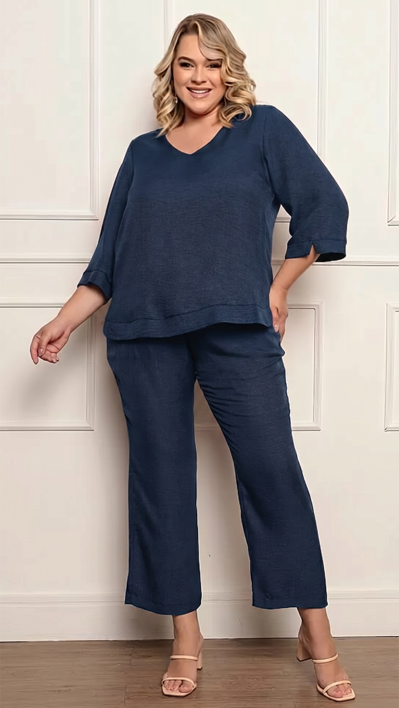 Conjunto 2 peças em Poli Linho Plus Size