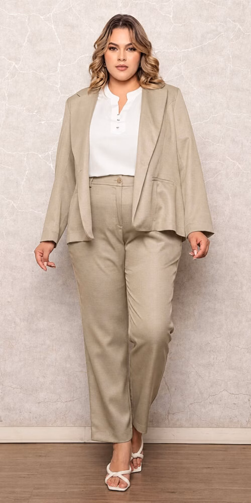Conjunto em Alfaiataria Tecido Jacquard Plus Size
