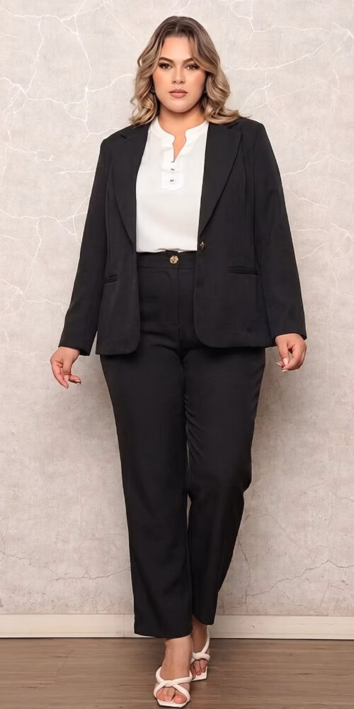 Conjunto em Alfaiataria Tecido Jacquard Plus Size