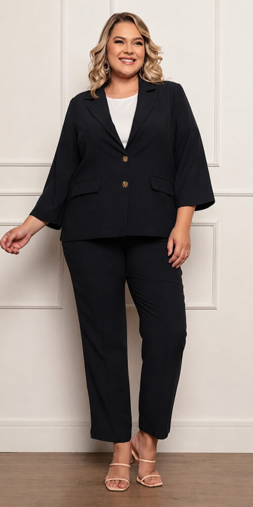 Conjunto em Alfaiataria Tecido Marrant Plus Size