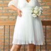Vestido Curto Noiva Plissado Plus Size