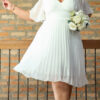 Vestido Curto Noiva Plissado Plus Size