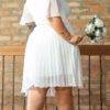 Vestido Curto Noiva Plissado Plus Size