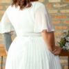Vestido Curto Noiva Plissado Plus Size