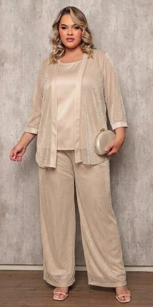 Conjunto Festa 3 peças em Lurex Plus Size