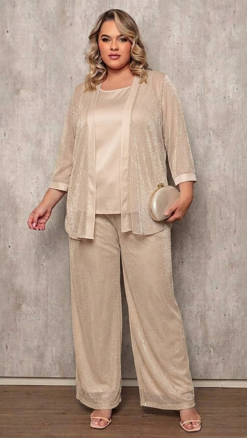 Conjunto Festa 3 peças em Lurex Plus Size