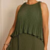Vestido Festa Longo Plissado Plus Size
