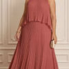 Vestido Festa Longo Plissado Plus Size