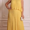 Vestido Festa Longo Plissado Plus Size