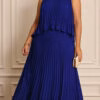 Vestido Festa Longo Plissado Plus Size