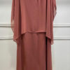 Vestido Festa Capa Longa Bordada Plus Size