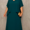 Vestido Festa Capa Longa Bordada Plus Size