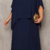 Vestido Festa Capa Longa Bordada Plus Size