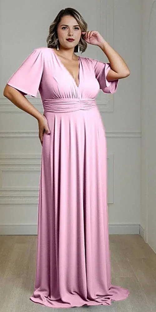 Vestido Festa Mangas Sino Plus Size