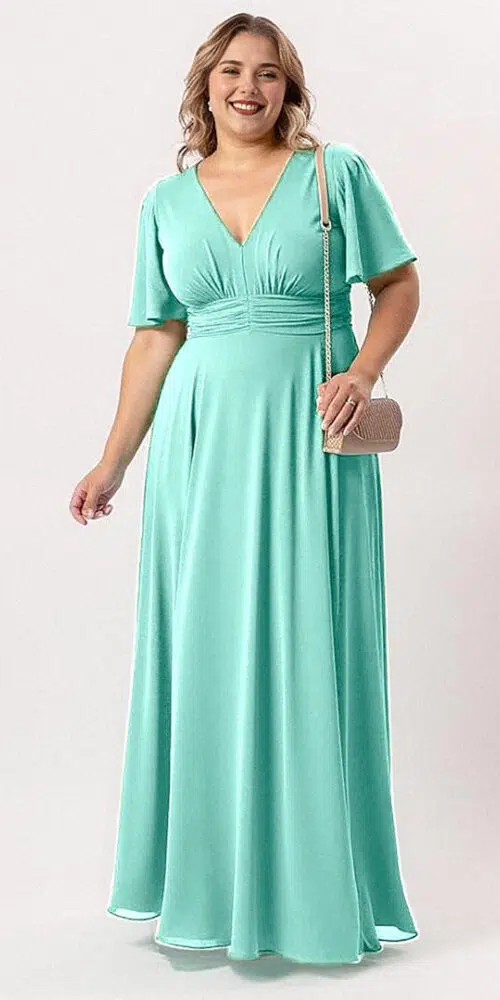 Vestido Festa Mangas Sino Plus Size