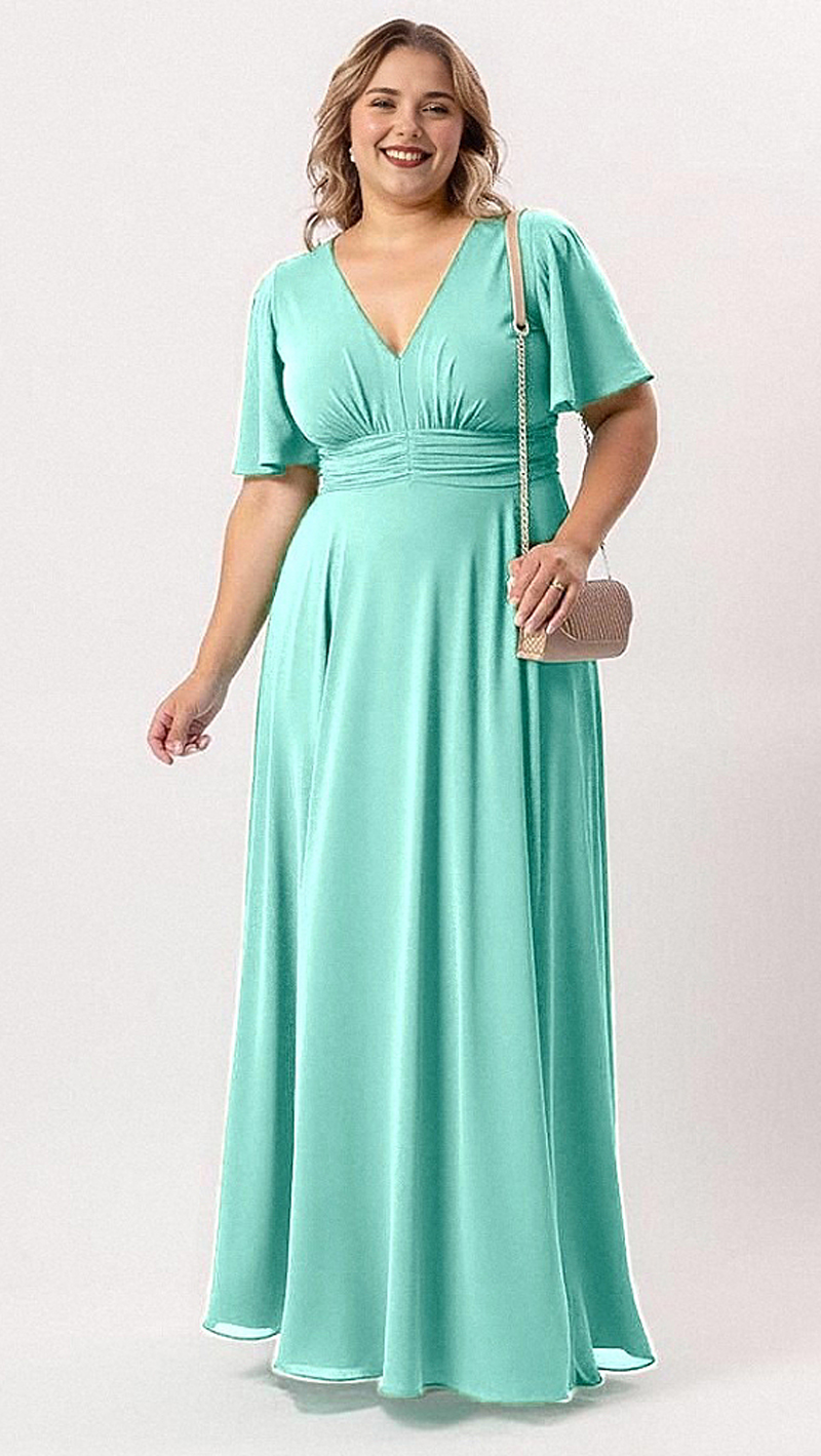 Vestido Festa Mangas Sino Plus Size