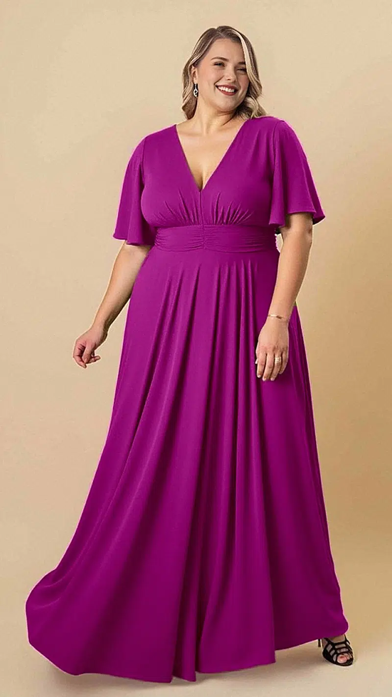 Vestido Festa Mangas Sino Plus Size