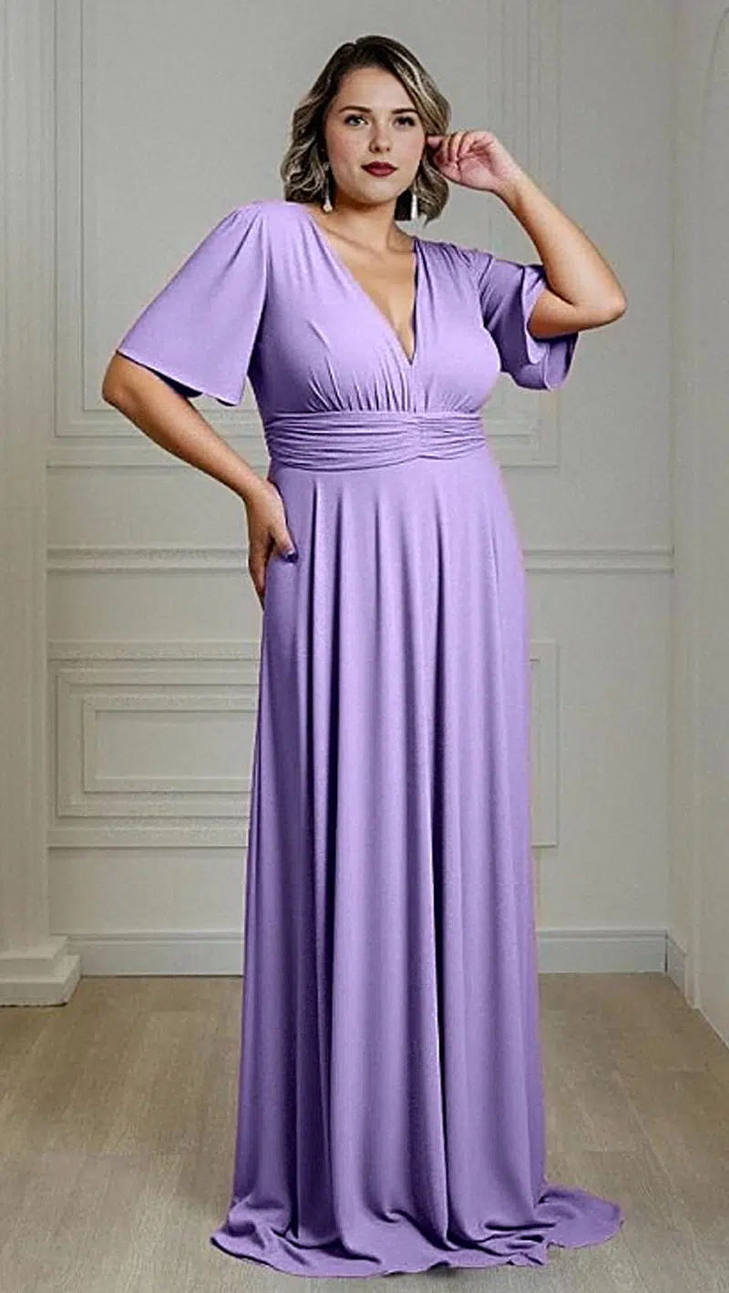 Vestido Festa Mangas Sino Plus Size