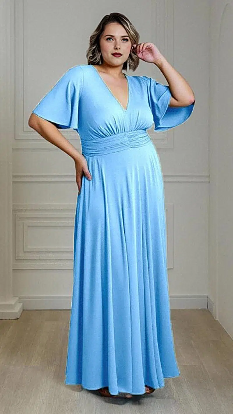 Vestido Festa Mangas Sino Plus Size
