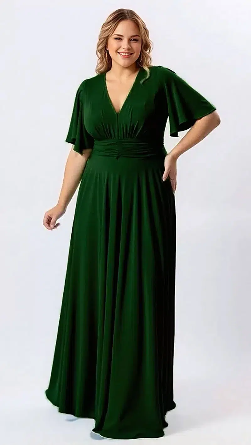 Vestido Festa Mangas Sino Plus Size