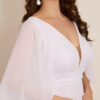 Vestido Noiva com Capa Drapeada Plus Size