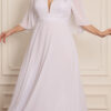Vestido Noiva com Capa Drapeada Plus Size