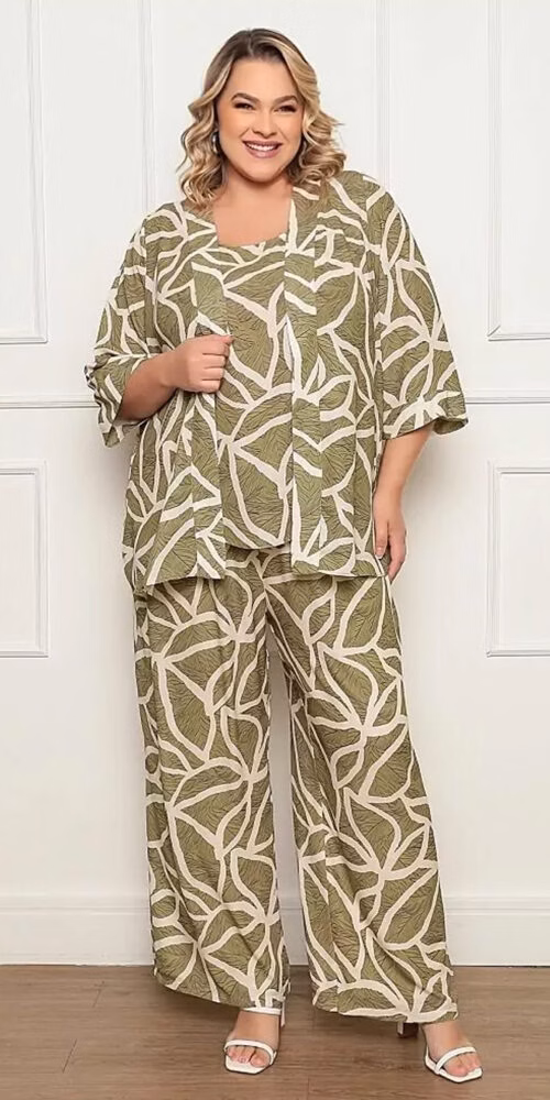 Conjunto Pantalona 3 Peças Plus Size