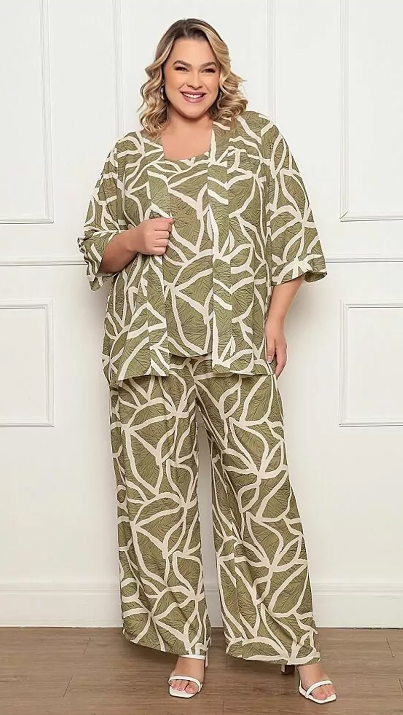 Conjunto Pantalona 3 Peças Plus Size