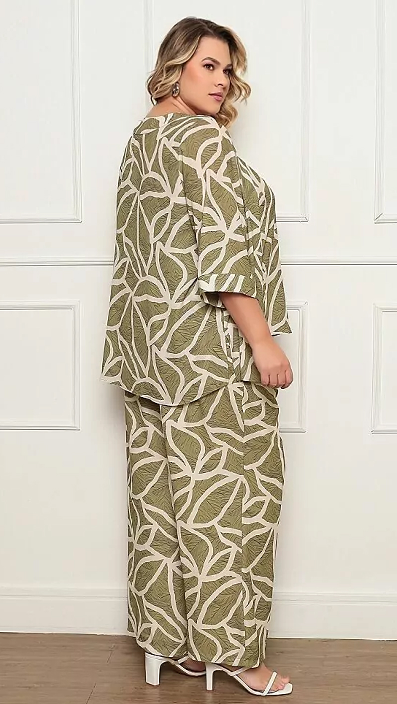 Conjunto Pantalona 3 Peças Plus Size