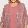 Twint Set com Cardigã em Paetês Plus Size