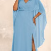 Vestido de Festa Capa Aplicação Flor Plus Size