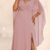 Vestido de Festa Capa Aplicação Flor Plus Size