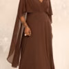 Vestido de Festa Capa Aplicação Flor Plus Size