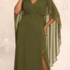 Vestido de Festa Capa Aplicação Flor Plus Size