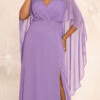 Vestido de Festa Capa Aplicação Flor Plus Size