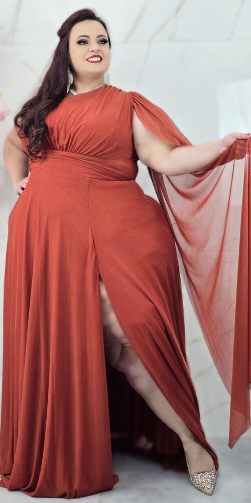 Vestido Festa Tule Ombro Só Plus SIze