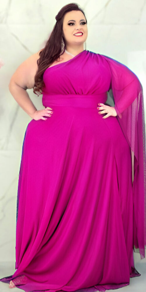 Vestido Festa Tule Ombro Só Plus SIze
