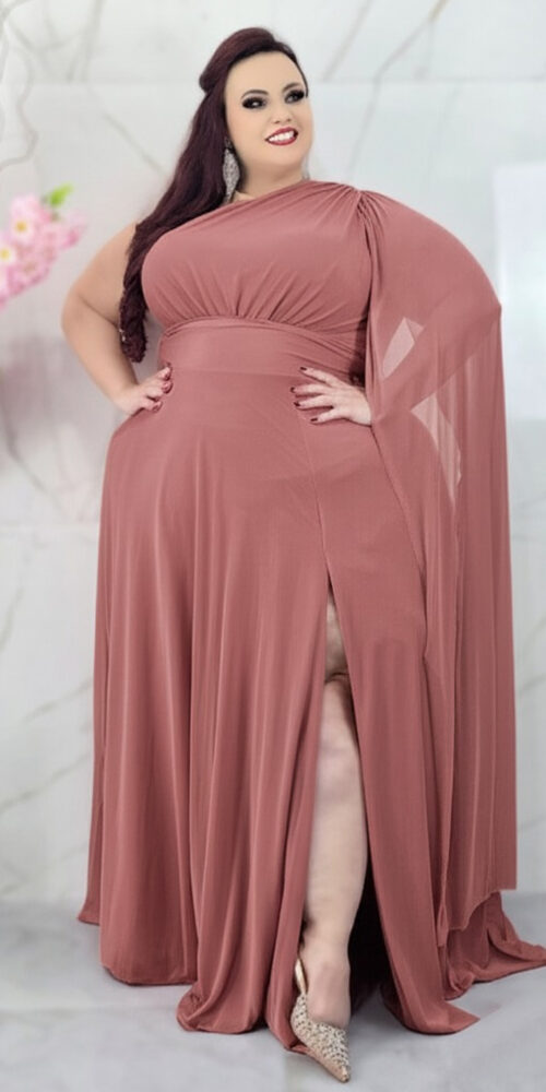 Vestido Festa Tule Ombro Só Plus SIze