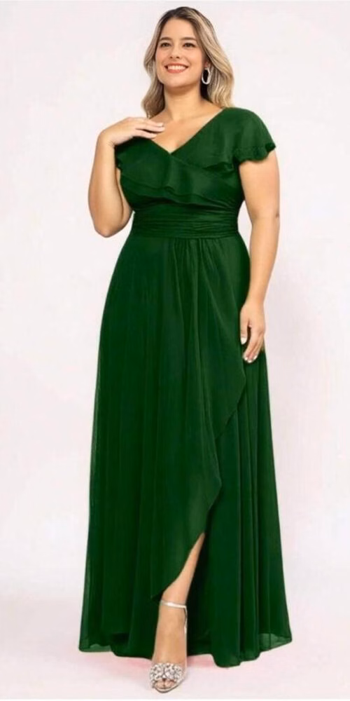 Vestido Festa Tule Babados Plus Size