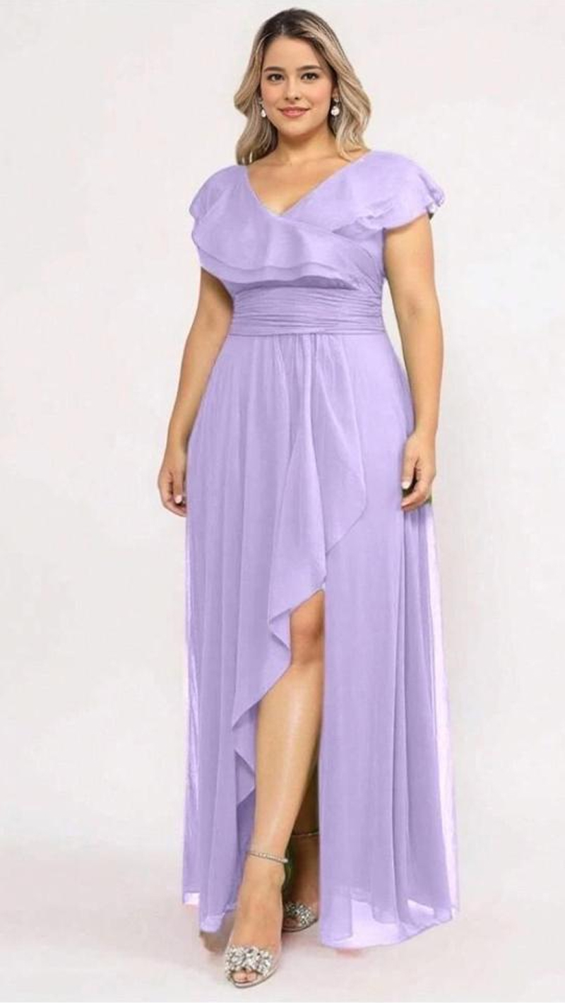 Vestido Festa Tule Babados Plus Size