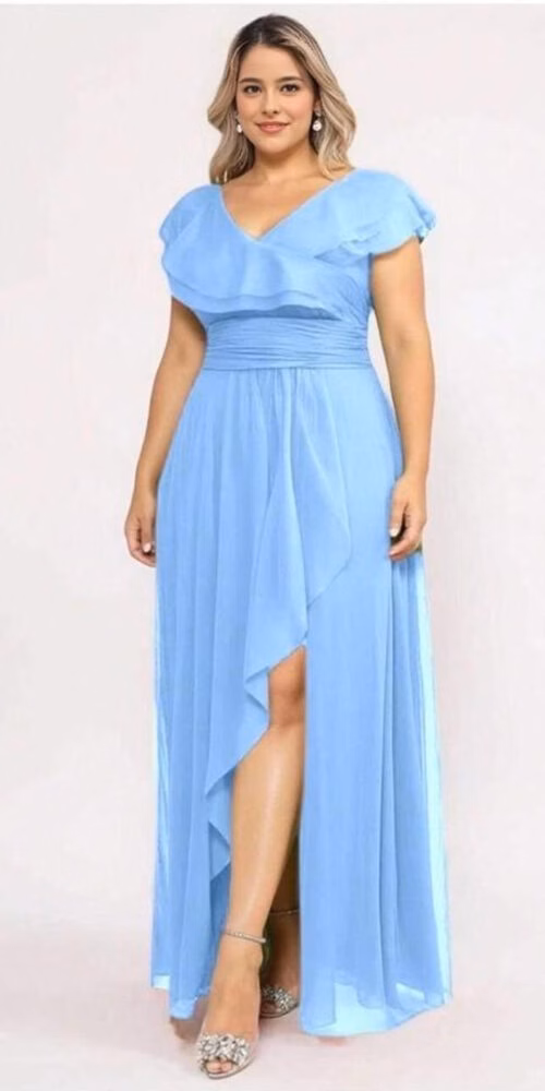 Vestido Festa Tule Babados Plus Size