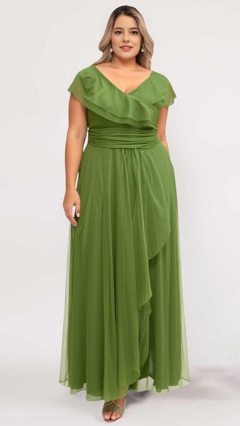Vestido Festa Tule Babados Plus Size