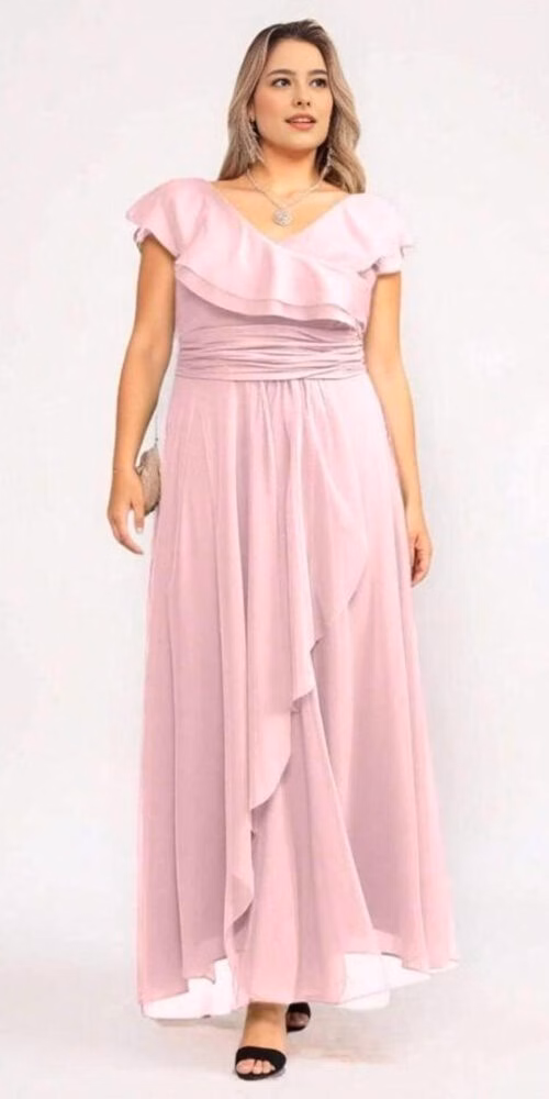 Vestido Festa Tule Babados Plus Size