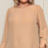 Blusa Manga Longa Crepe Plus Size