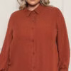 Camisa Plus Size Manga Longa em Crepe