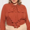 Camisa Crepe com Jabour Plus Size